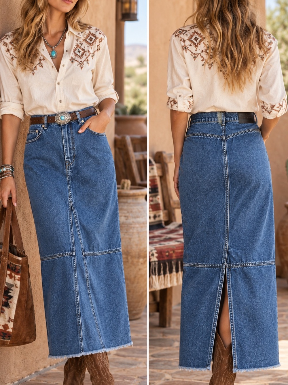 Vintage Lauren Jeans Co. by Ralph Lauren Denim Midi/Maxi Skirt | Size 12